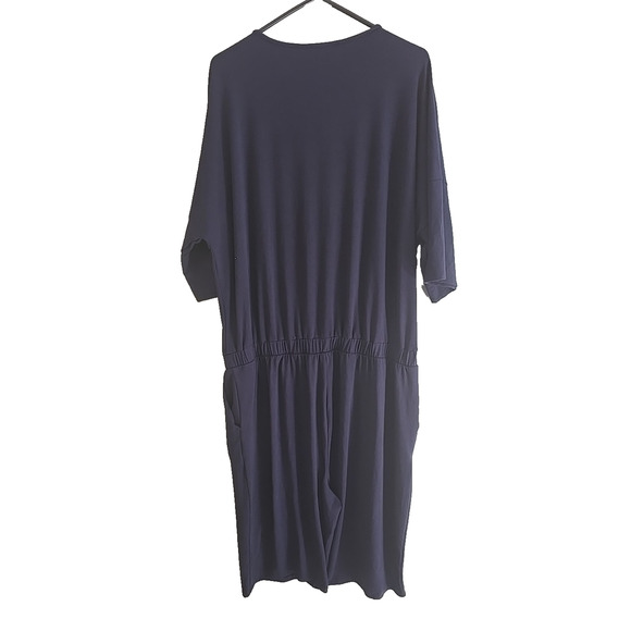 Zenana Navy Blue Henley Tie Waist One Piece Short Sleeve Jumper Womans Size 3X - Picture 2 of 6